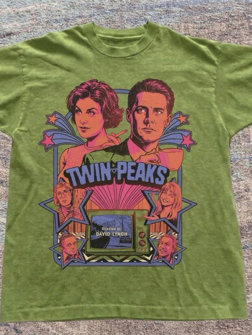 Twin Peaks Graphic Tee - Lime Green
